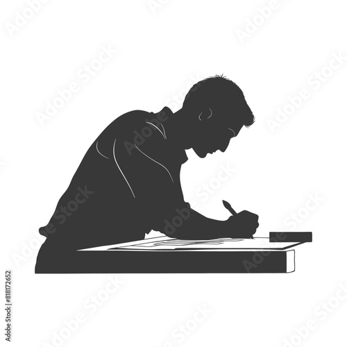 silhouette bookbinding in action full body black color only