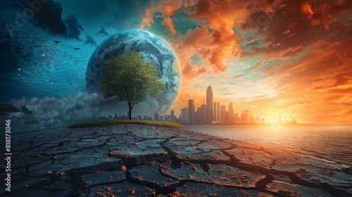 Craft an image representing the urgent need for global action on climate change