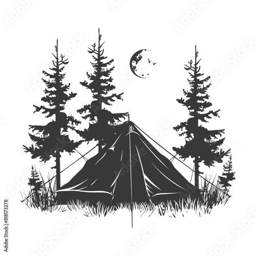 silhouette camping tent black color only
