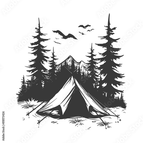 silhouette camping tent black color only