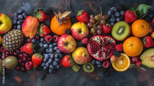 Craft an image showcasing a mixed assortment of fruits