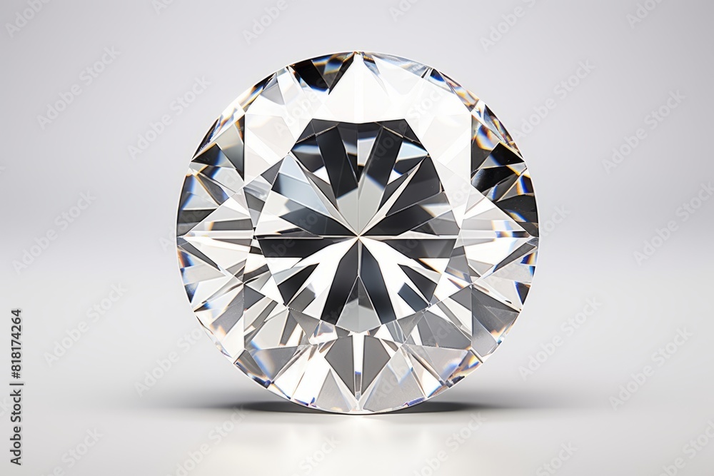 A large round diamond on white background. Generative AI A large round diamond on white background. Generative AI