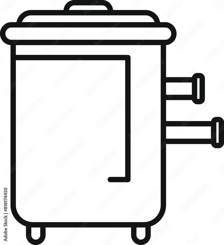Black and white line drawing of a contemporary electric cooker, minimalist style Black and white line drawing of a contemporary electric cooker, minimalist style