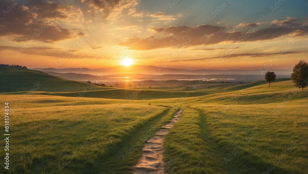 sunset over the field