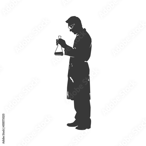 silhouette chemist in action full body black color only