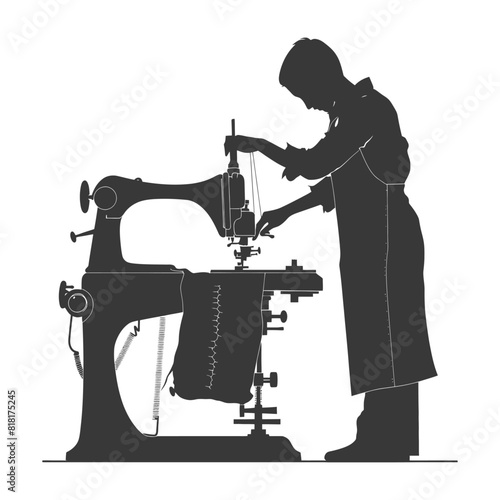 silhouette clothes tailor in action full body black color only