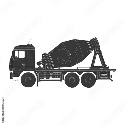 silhouette concrete mixer truck black color only