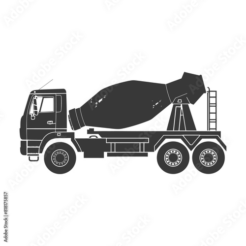 silhouette concrete mixer truck black color only