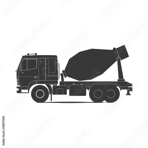 silhouette concrete mixer truck black color only