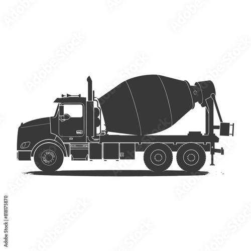 silhouette concrete mixer truck black color only