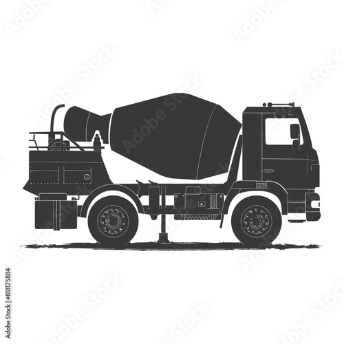 silhouette concrete mixer truck black color only
