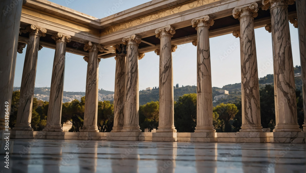 Iconic Pillars, Marble Columns at the Academy of Athens Iconic Pillars, Marble Columns at the Academy of Athens