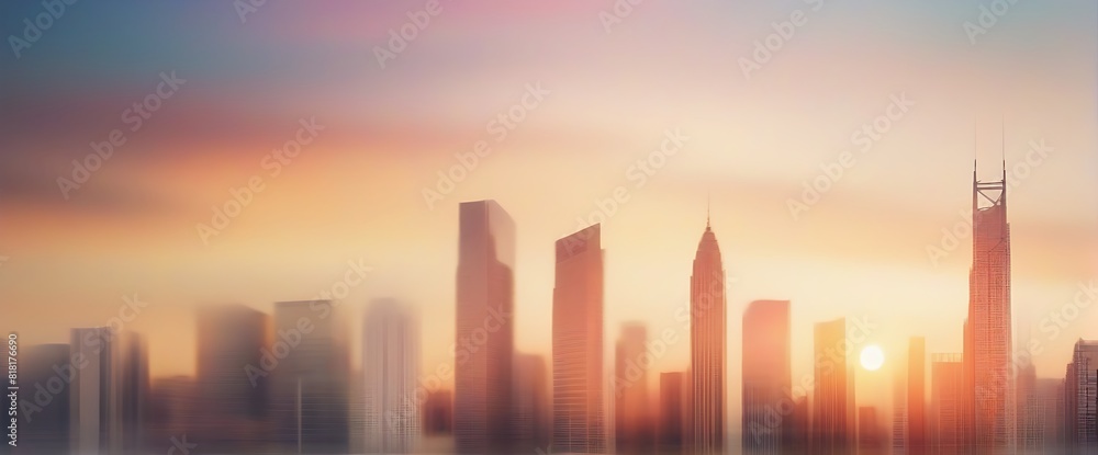 blurred background of buildings in the city at sunset. suitable for banner backgrounds.