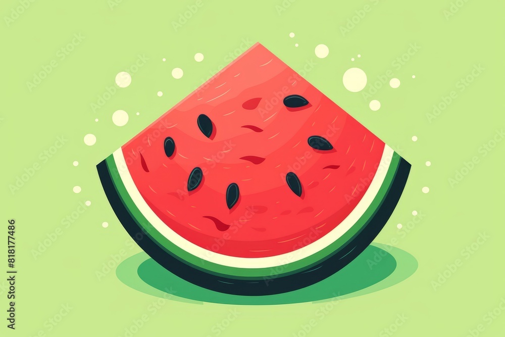 Watermelon slice isolated on green background. Generative AI Watermelon slice isolated on green background. Generative AI