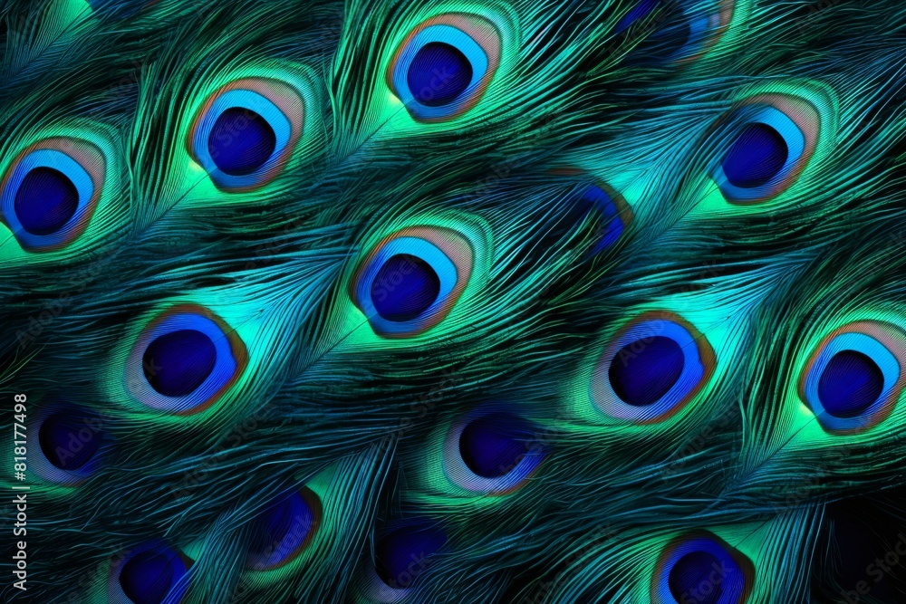 Obraz premium Peacock feather background. Generative AI
