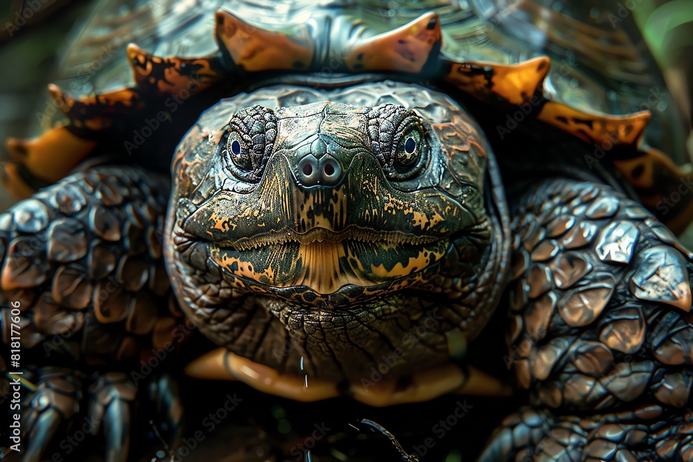 Obraz premium A close up photo of a mata mata turtle