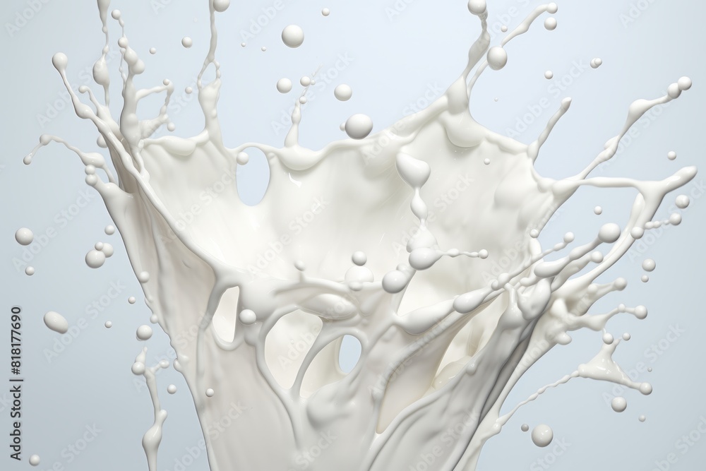 A milk splash isolated on white background. Generative AI A milk splash isolated on white background. Generative AI