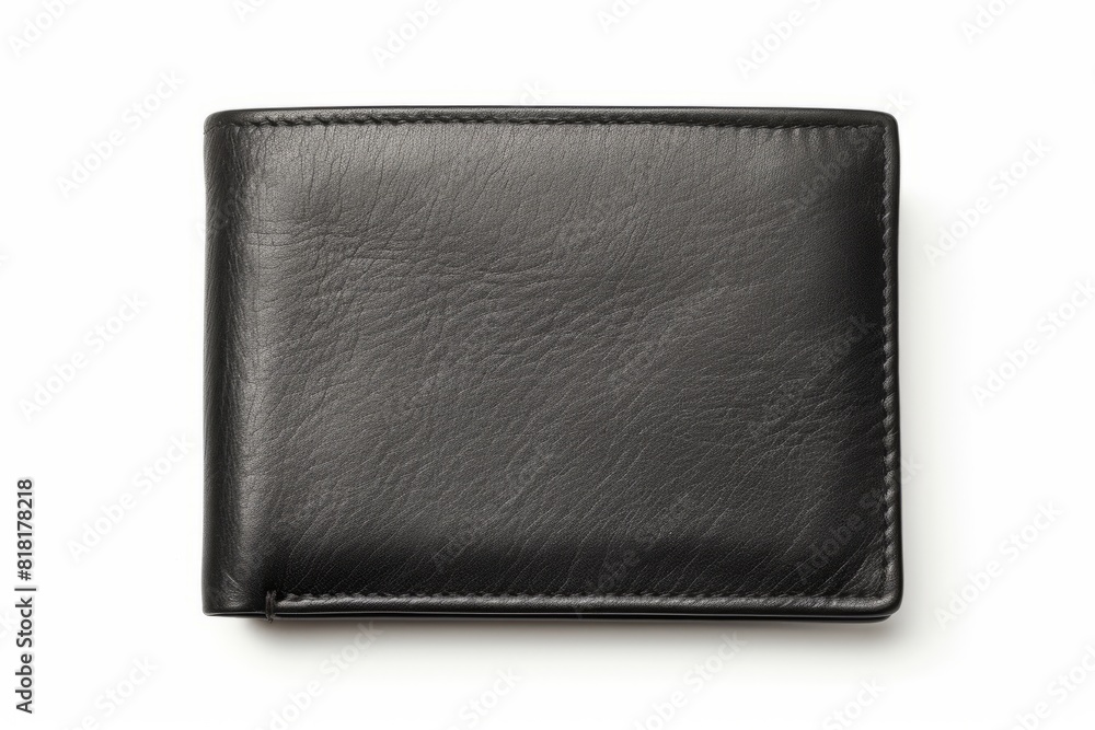 A black leather wallet isolated on white background. Generative AI A black leather wallet isolated on white background. Generative AI