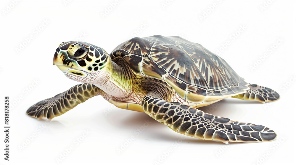 Fototapeta premium Green Sea Turtle on White Background