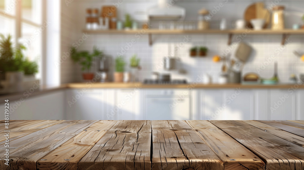 Wooden Table Top in Front of Kitchen Wooden Table Top in Front of Kitchen