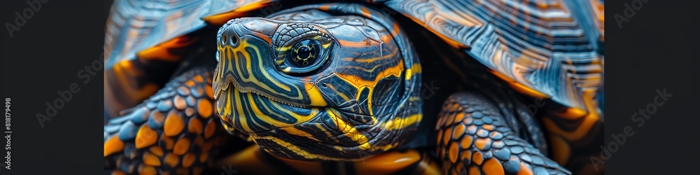 Illustrate a box turtle in a high-angle shot Illustrate a box turtle in a high-angle shot