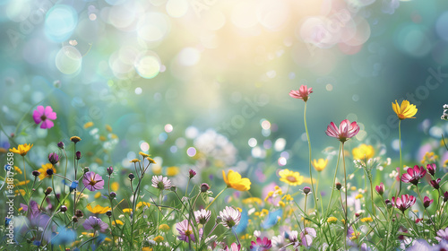 Vibrant Flower Field Under Sunny Sky © mattegg