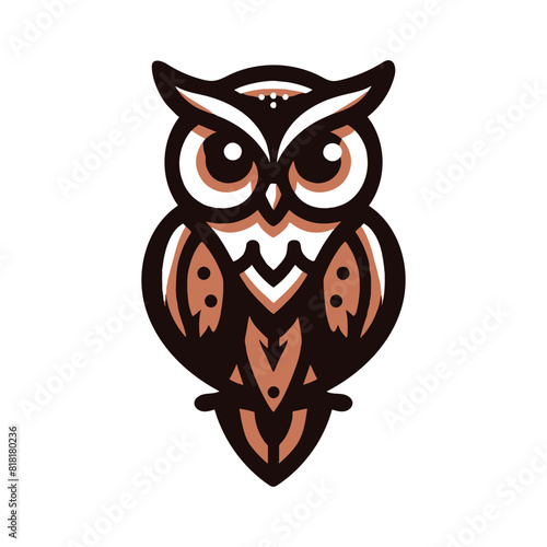Colorful Owl bird silhouette flat vector illustration logo style  photo