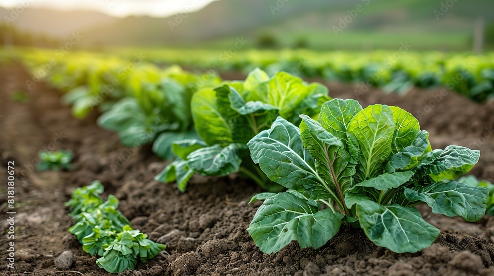 A field of lush green Swiss chard ready for harvest. A field of lush green Swiss chard ready for harvest.