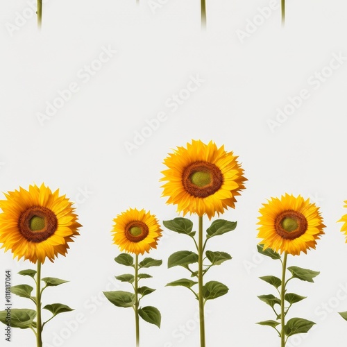 High quality illustration of several sunflowers isolated on white background  transparent png file