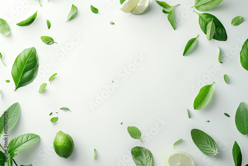 Green plant with leaves on white background  perfect for botanical designs  nature concepts  health and wellness graphics  or environmental themes.