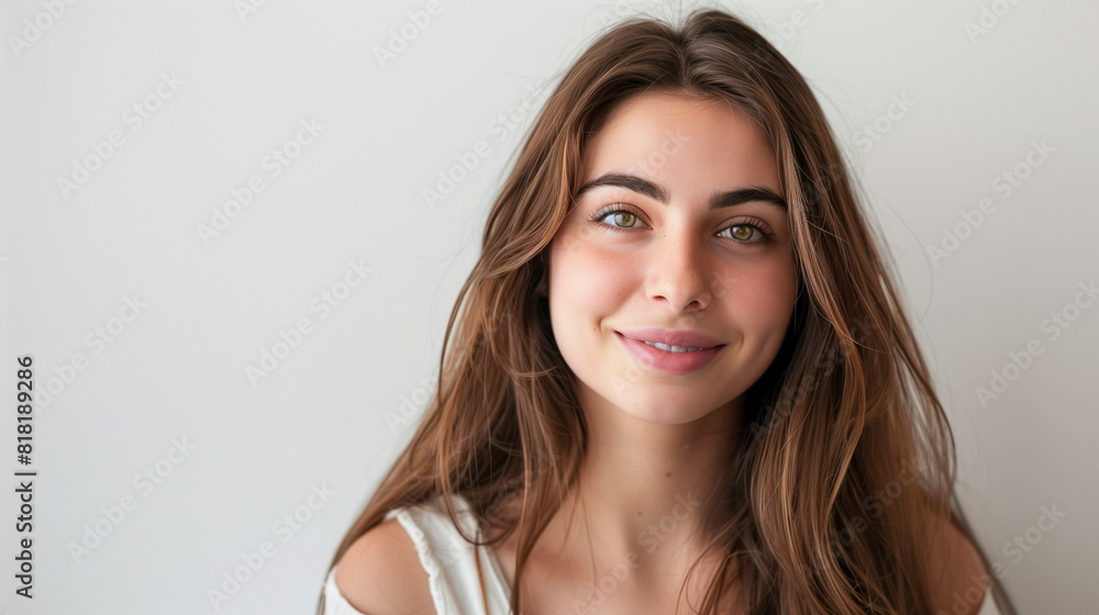 Woman With Long Brown Hair in White Shirt Woman With Long Brown Hair in White Shirt