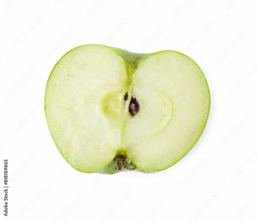 Half of ripe green apple on white background, top view Half of ripe green apple on white background, top view