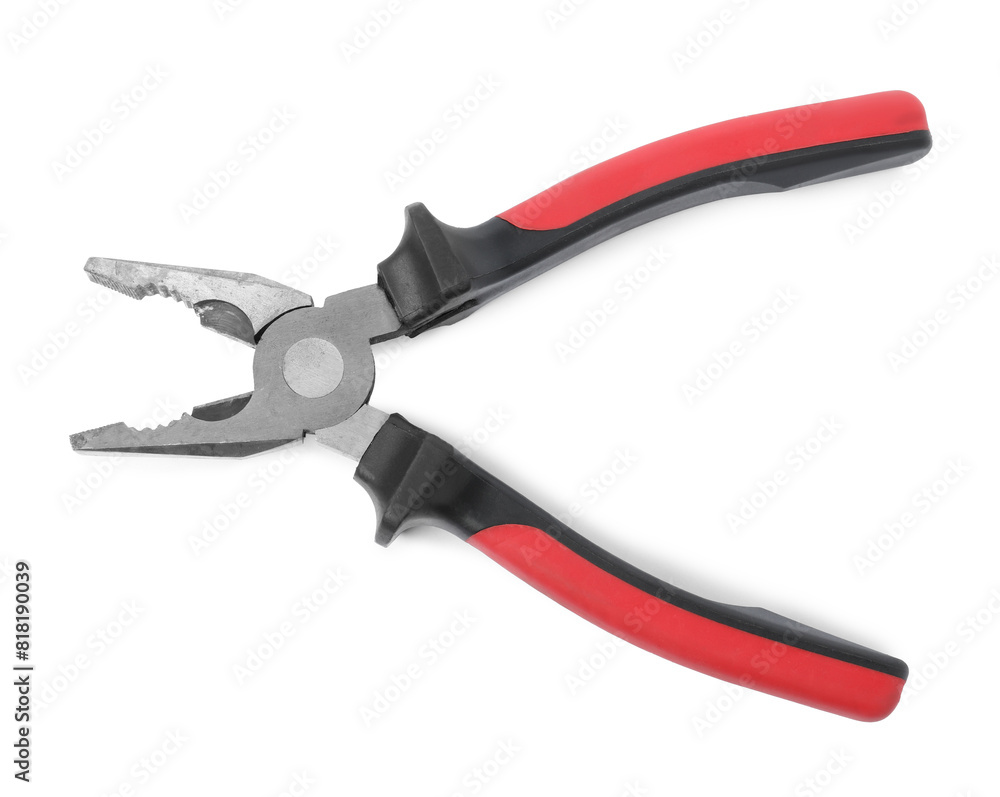 New combination pliers isolated on white, top view New combination pliers isolated on white, top view
