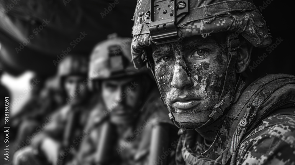 Soldiers Ready for Combat in Military Camp Soldiers Ready for Combat in Military Camp