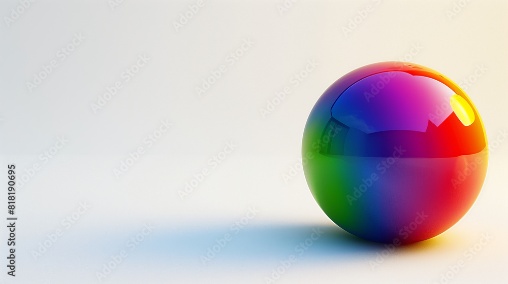 3D Illustration. Isolated row of colored ball. LGBTQ+ concept. Rainbow colors beach ball isolated on transparent background, PNG, Waves on multi-colored glass sphere. Colorful Abstract Geometric. 