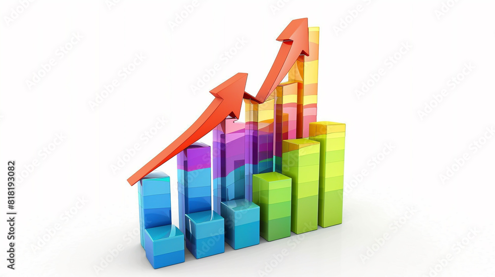 Vibrant chart depicting sales or advertising growth with an upward arrow trend. Vibrant chart depicting sales or advertising growth with an upward arrow trend.