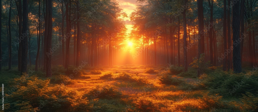 Hiking trails and sunsets in beautiful panoramic views of the forest Hiking trails and sunsets in beautiful panoramic views of the forest