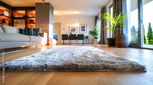 Modern geometry living area interior room rug texture design.Generative AI