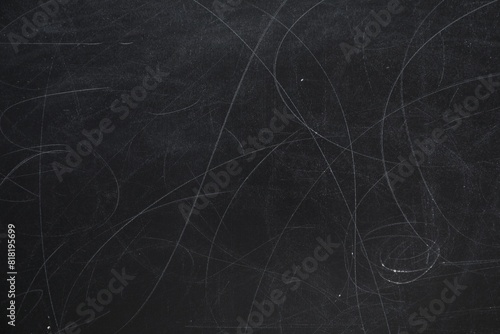Chalk rubbed out on blackboard as background, closeup. Space for text photo