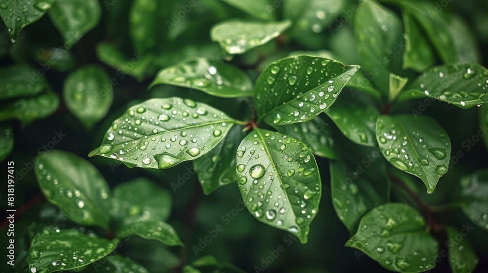 leaves with water droplets in the foreground leaves with water droplets in the foreground