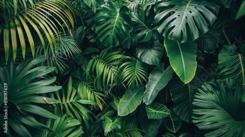  A tight shot of a wall-side arrangement of lush green plants  teeming with numerous leaves