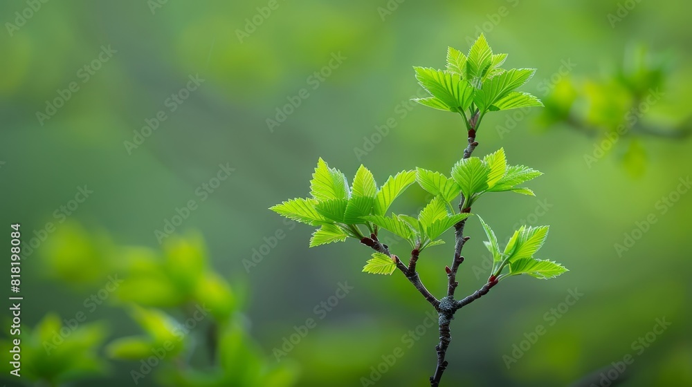 A tree branch with green leaves, tightly framed, against a softly blurred background A tree branch with green leaves, tightly framed, against a softly blurred background