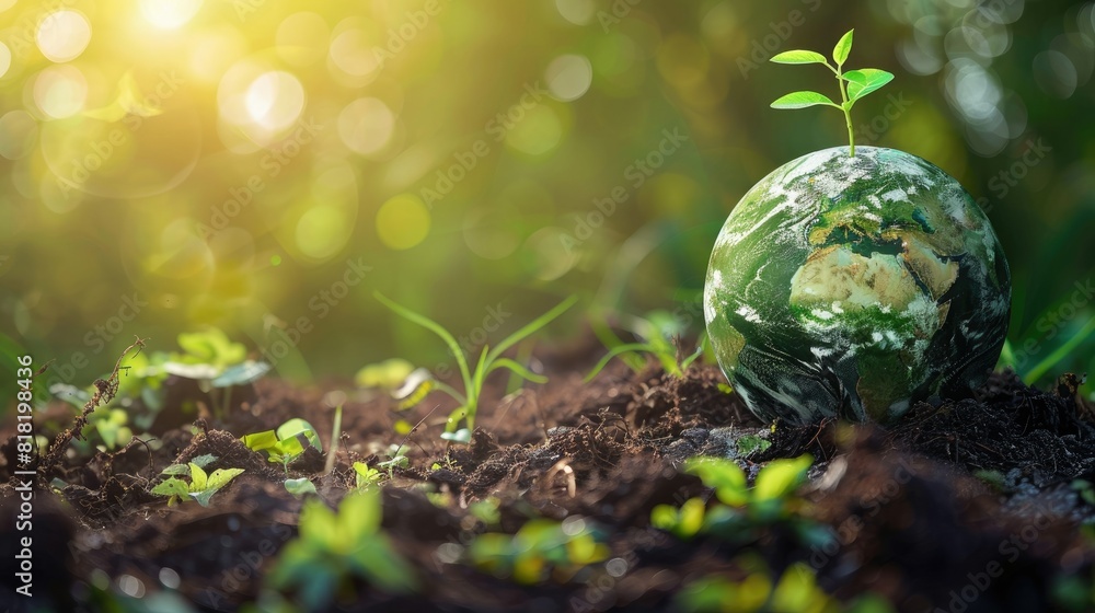 Ecology and environment concept with green planet Earth Ecology and environment concept with green planet Earth