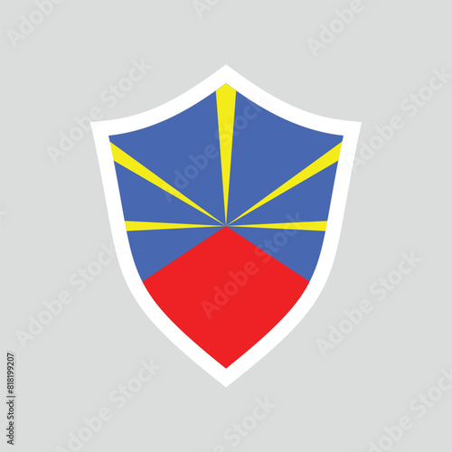 Reunion Flag in Shield Shape Frame Free Download Reunion Flag in Shield Shape Frame - GFXLoad