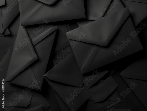 Black envelopes on a black background.