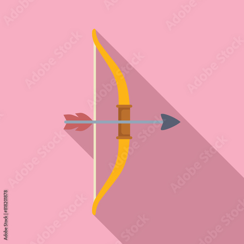 Flat design vector illustration of a traditional bow and arrow with a contemporary pink backdrop photo