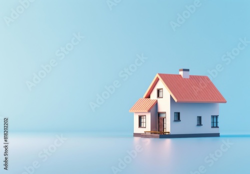 Wallpaper Mural A 3D illustration of a small house on a blue background. Torontodigital.ca