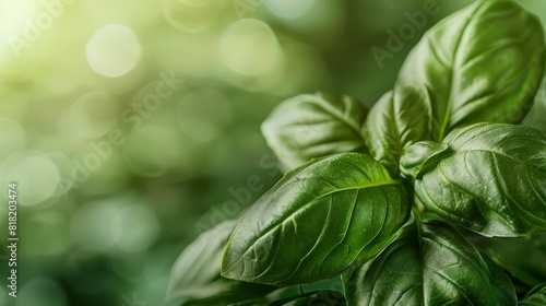  A tight shot of a verdant plant filled with numerous leaves  foregrounded  accompanied by a blurred backdrop of soft  radiant light