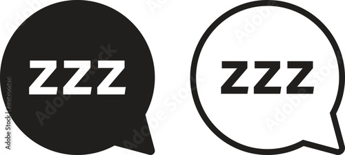 zzz speech bubble icon set in two styles . Sleeping bubble with zzz icon vector .