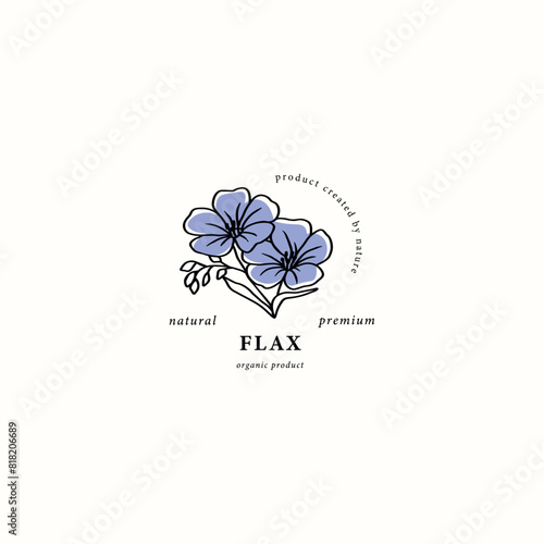Line art flax flower logotype